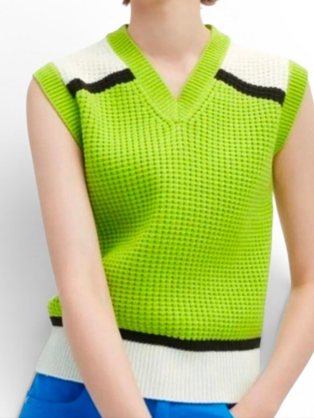 MARNI X UNIQLO COLLAB Lime Green Knit V Neck Sweater Vest - Medium